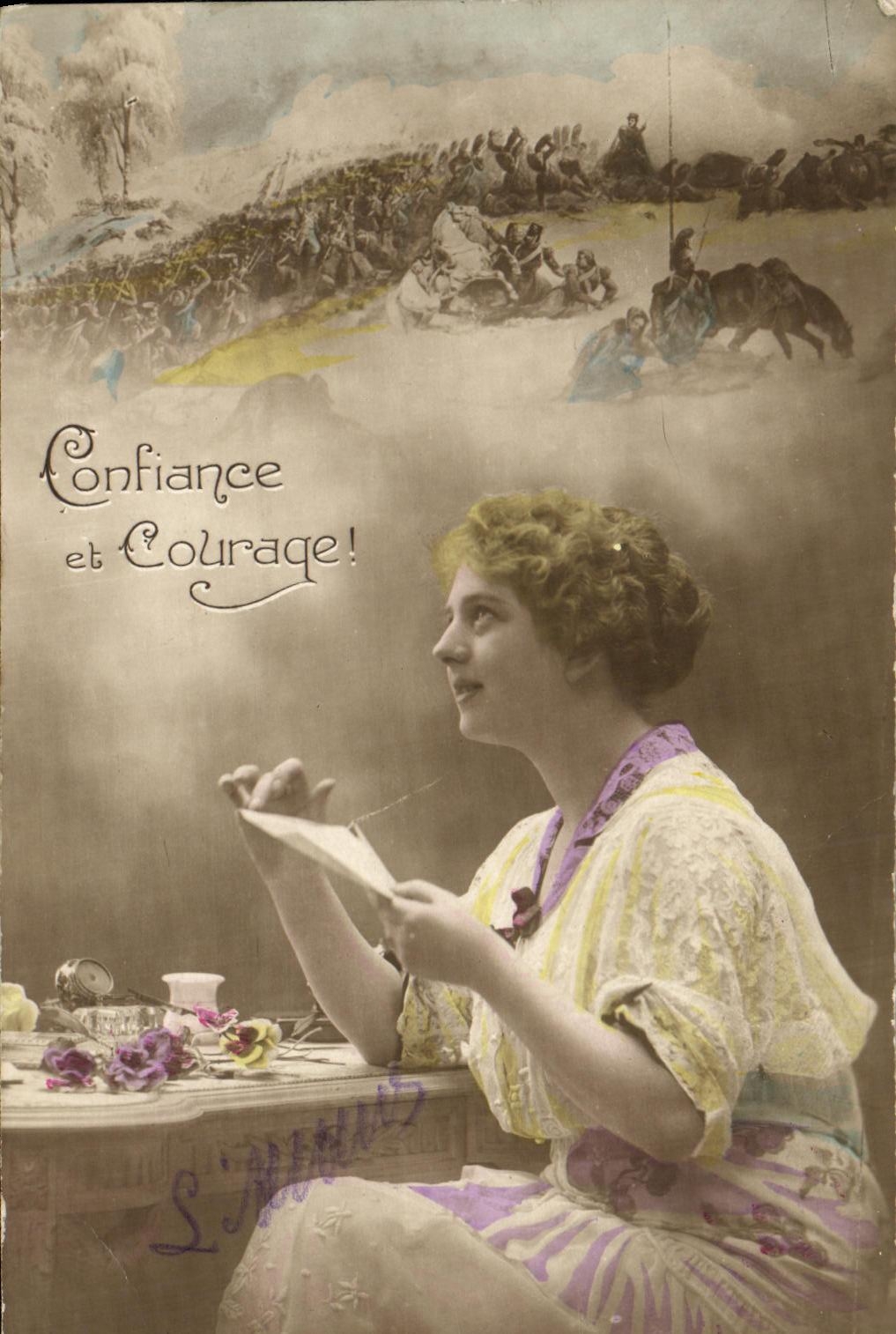 CPA Militaria Confiance et Couraqe