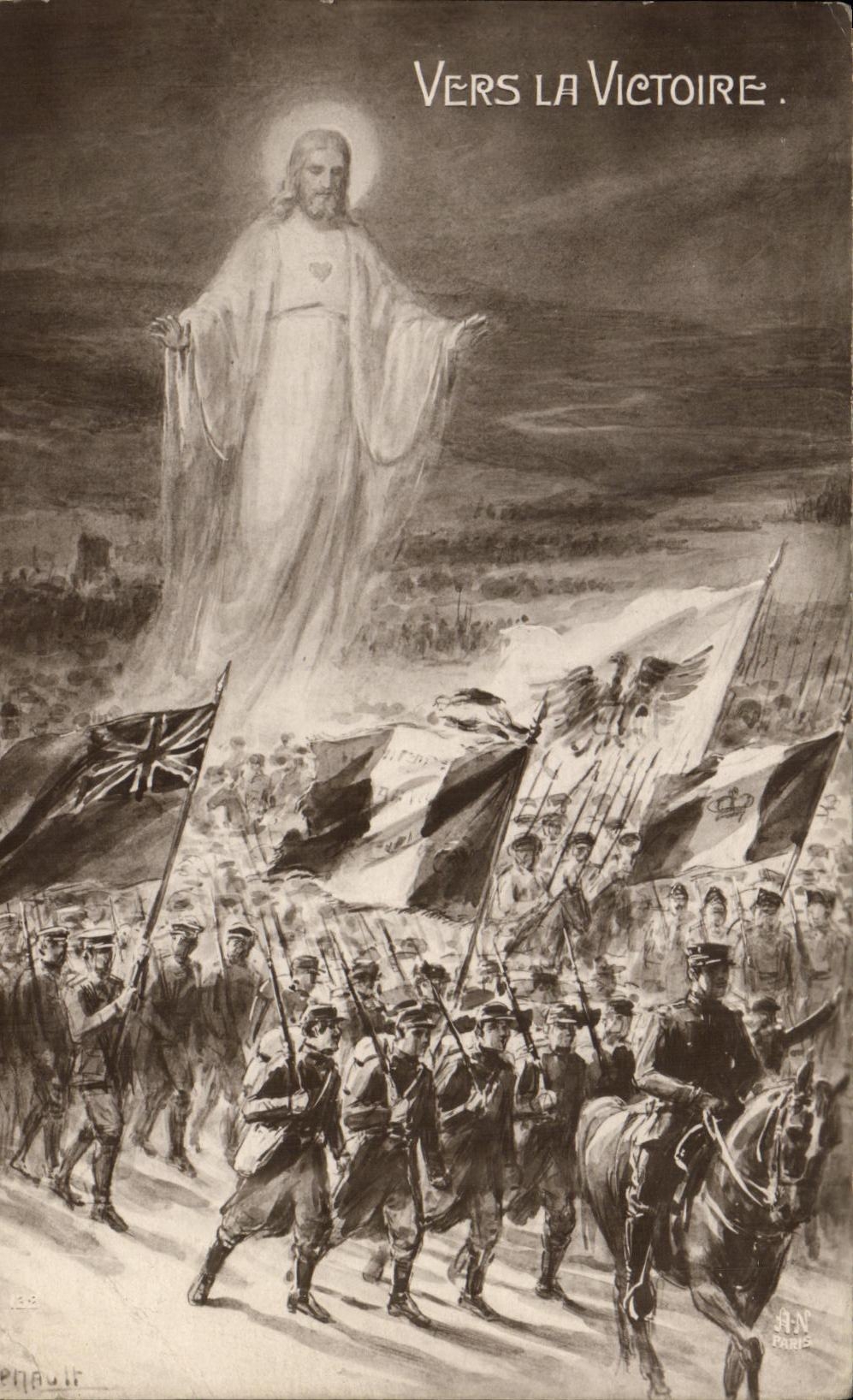 VINTAGE POSTCARD Militaria Towards the Victoire