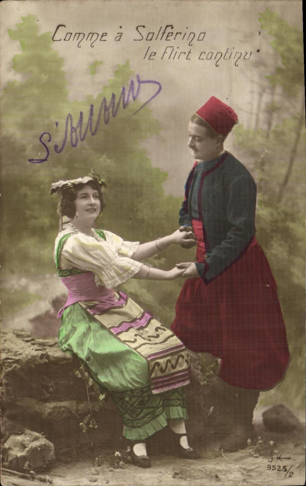 VINTAGE POSTCARD Militaria As Solferino Flirt has Continue