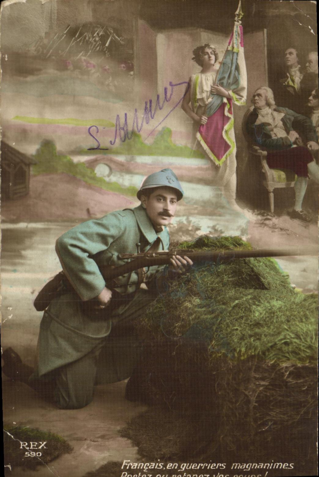 VINTAGE POSTCARD French Militaria as warriors magnanimes