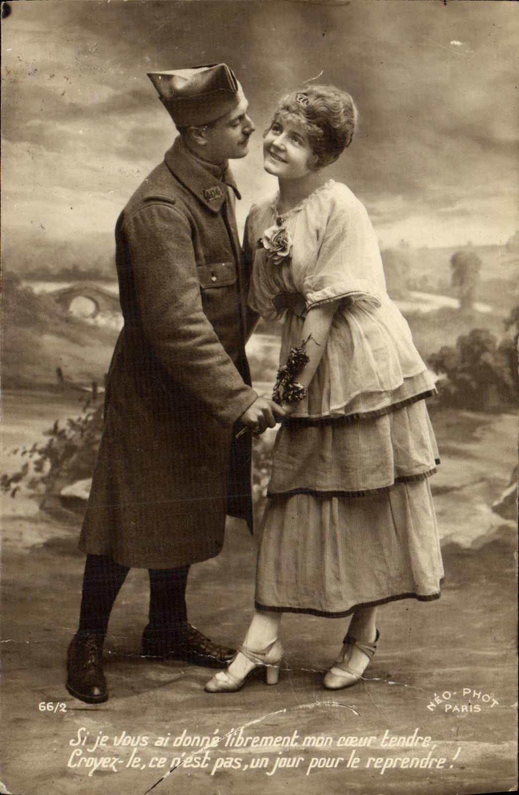 CPA Militaria Si je Vous ai donne librement mon coeur tendre