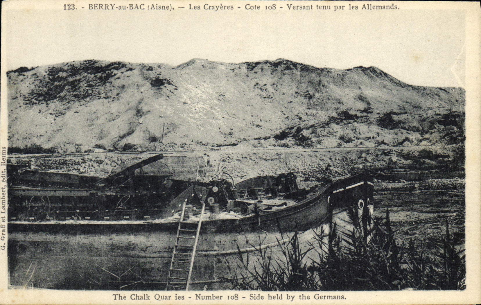 VINTAGE POSTCARD Militaria Berry with the Vat the Chalk pits Dimensions Slope held by the Germans