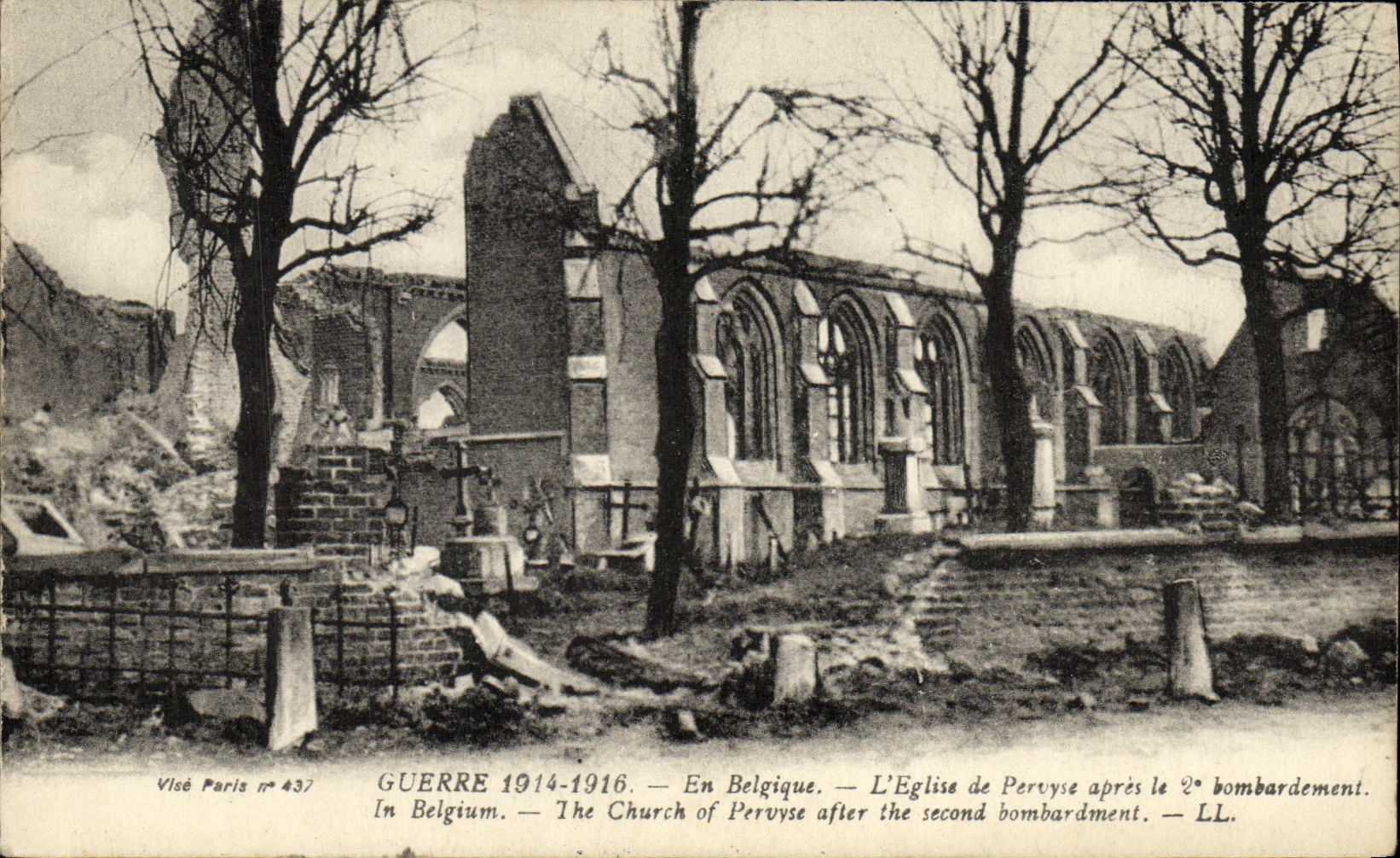 VINTAGE POSTCARD Militaria In Belgium Church of Pervyse