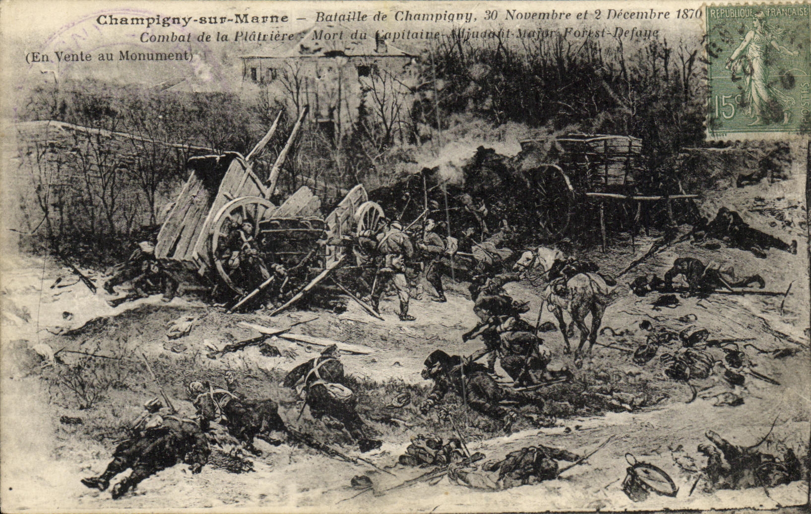 VINTAGE POSTCARD Militaria Champigny on Marne Battles of Champigny