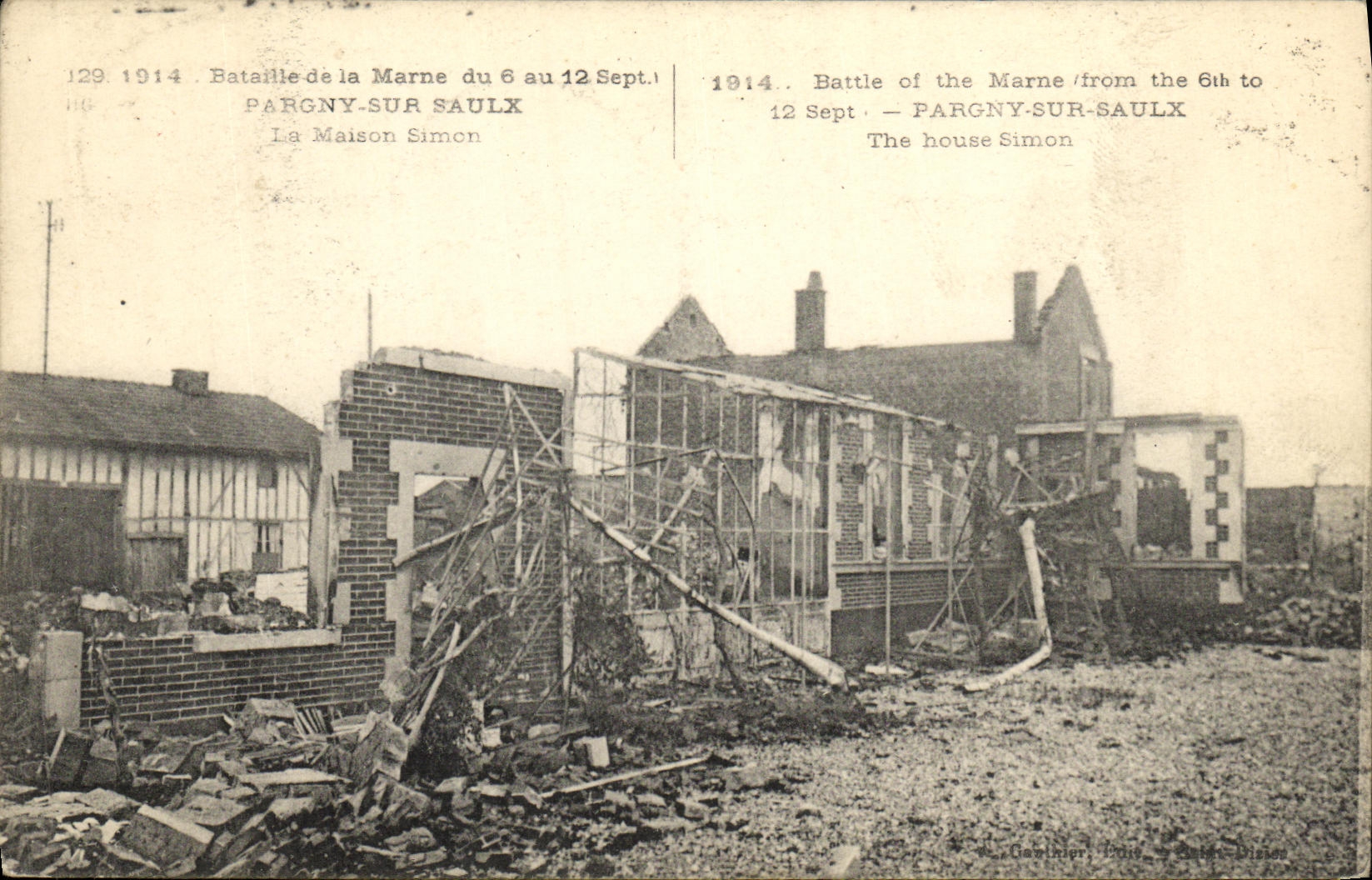 VINTAGE POSTCARD Militaria Pargny on Saulx the Simon house