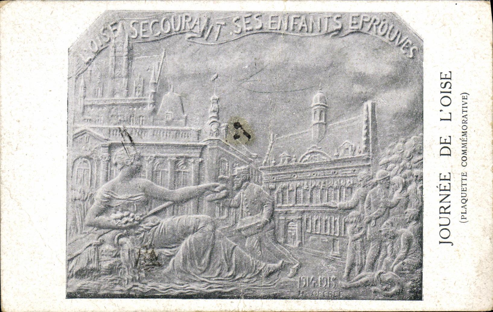 VINTAGE POSTCARD Militaria Day of L Oise Commemorative Plate