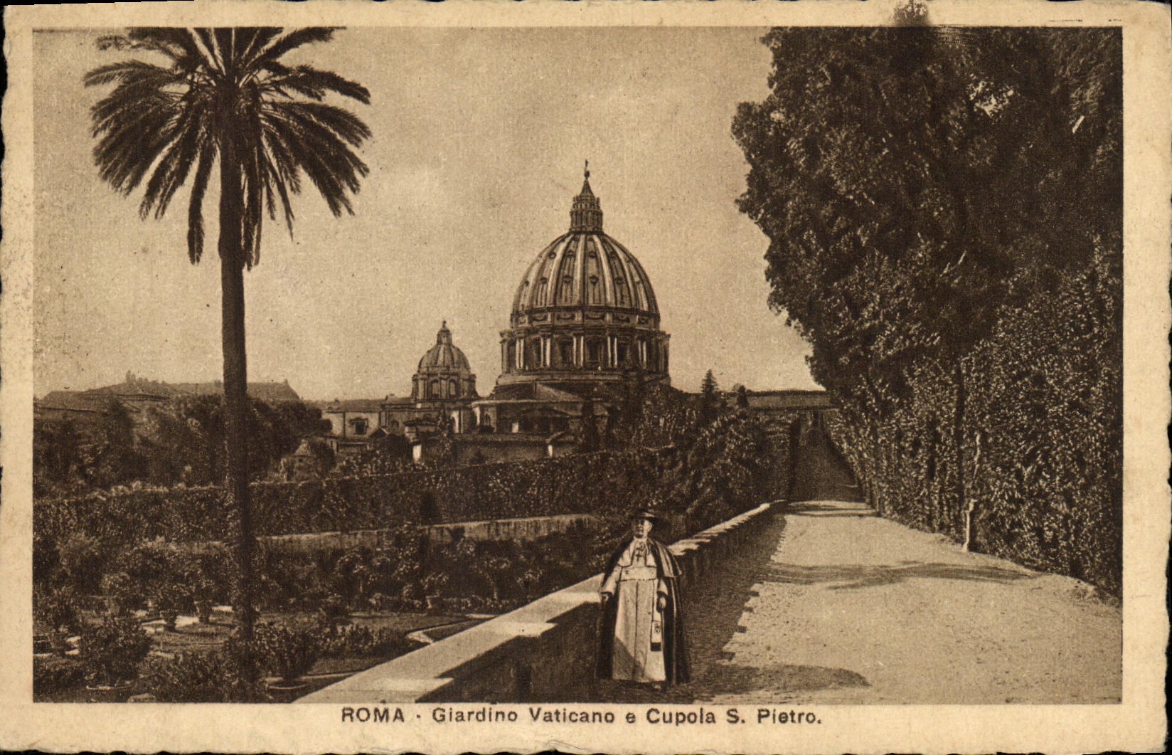CPA Roma Giardine Vaticano e Cupola s Pietro