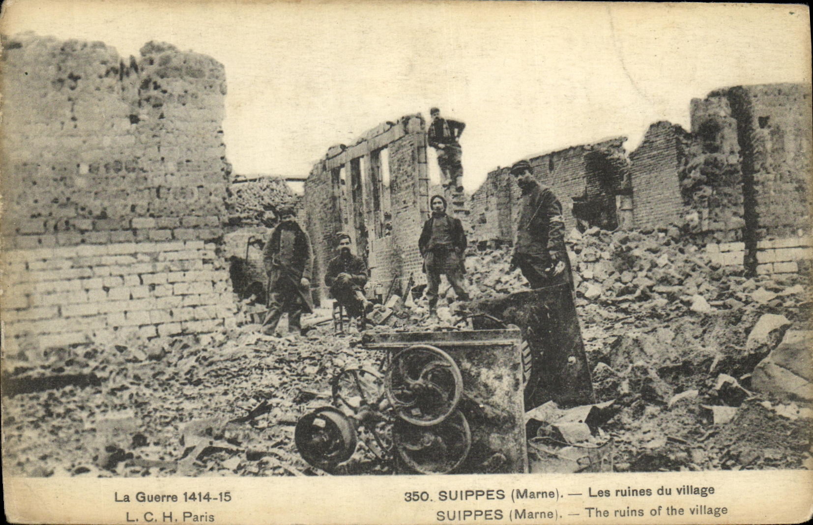 VINTAGE POSTCARD Suippes Ruins of Militaria Village