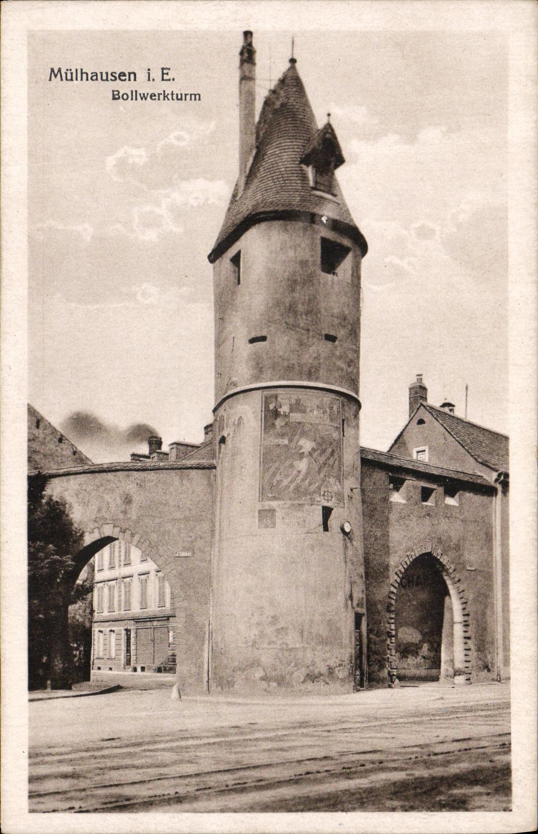 VINTAGE POSTCARD Mulhouse Bollwerkturm