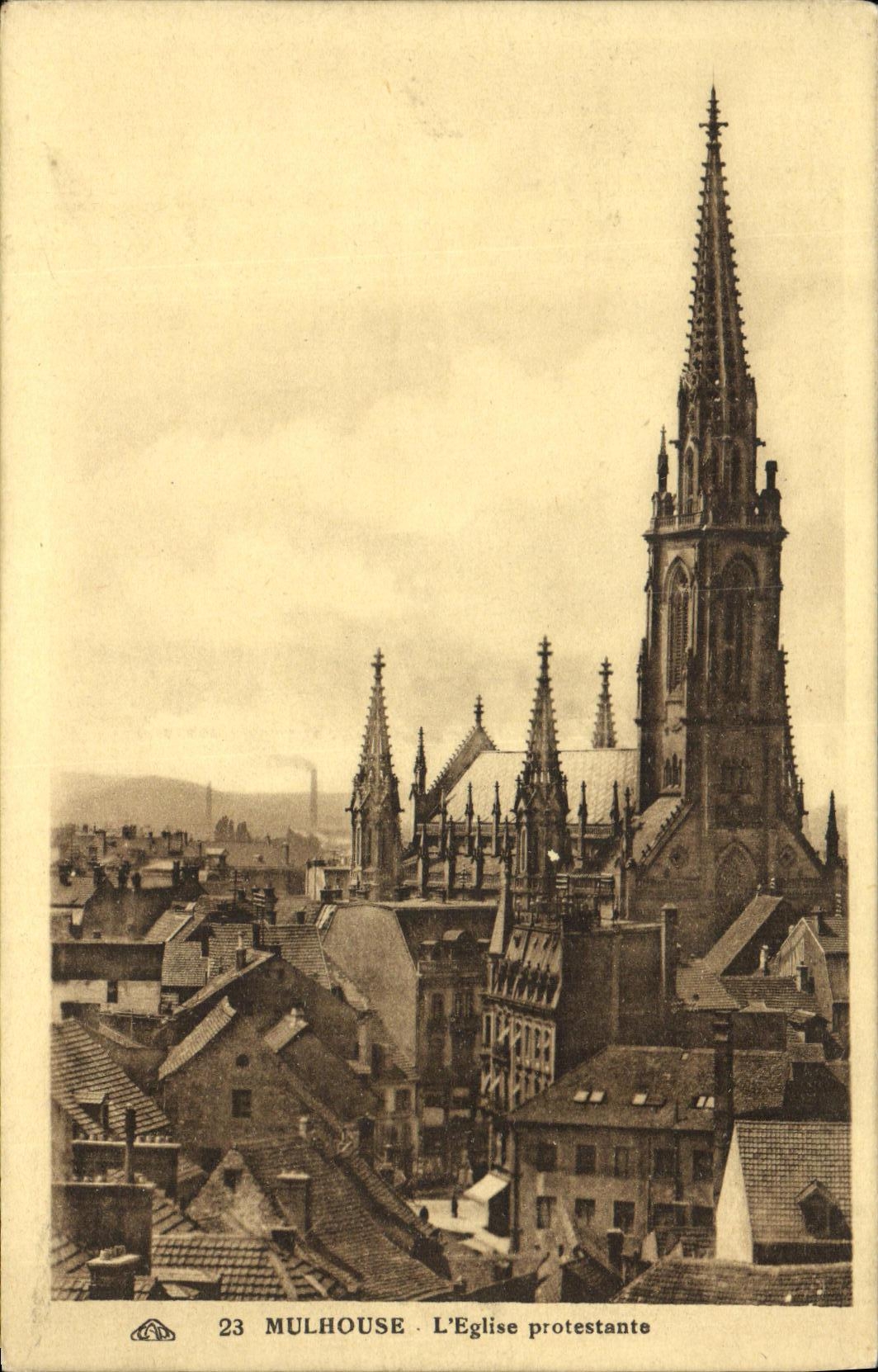 VINTAGE POSTCARD Mulhouse L Protestant Church