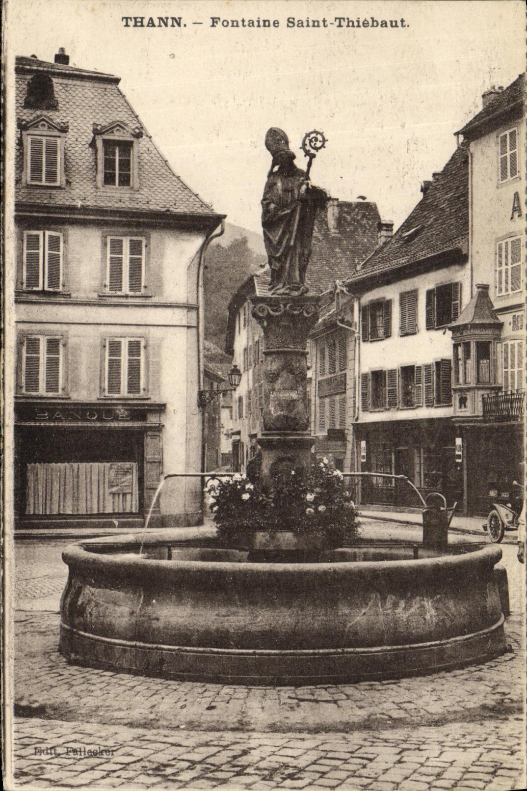 VINTAGE POSTCARD Thann Fountain Thebaut Saint