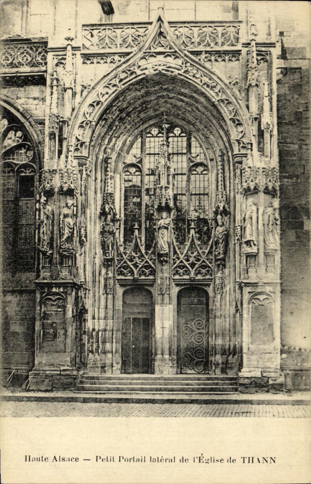 VINTAGE POSTCARD Thann Pelit Side Gate of L Church