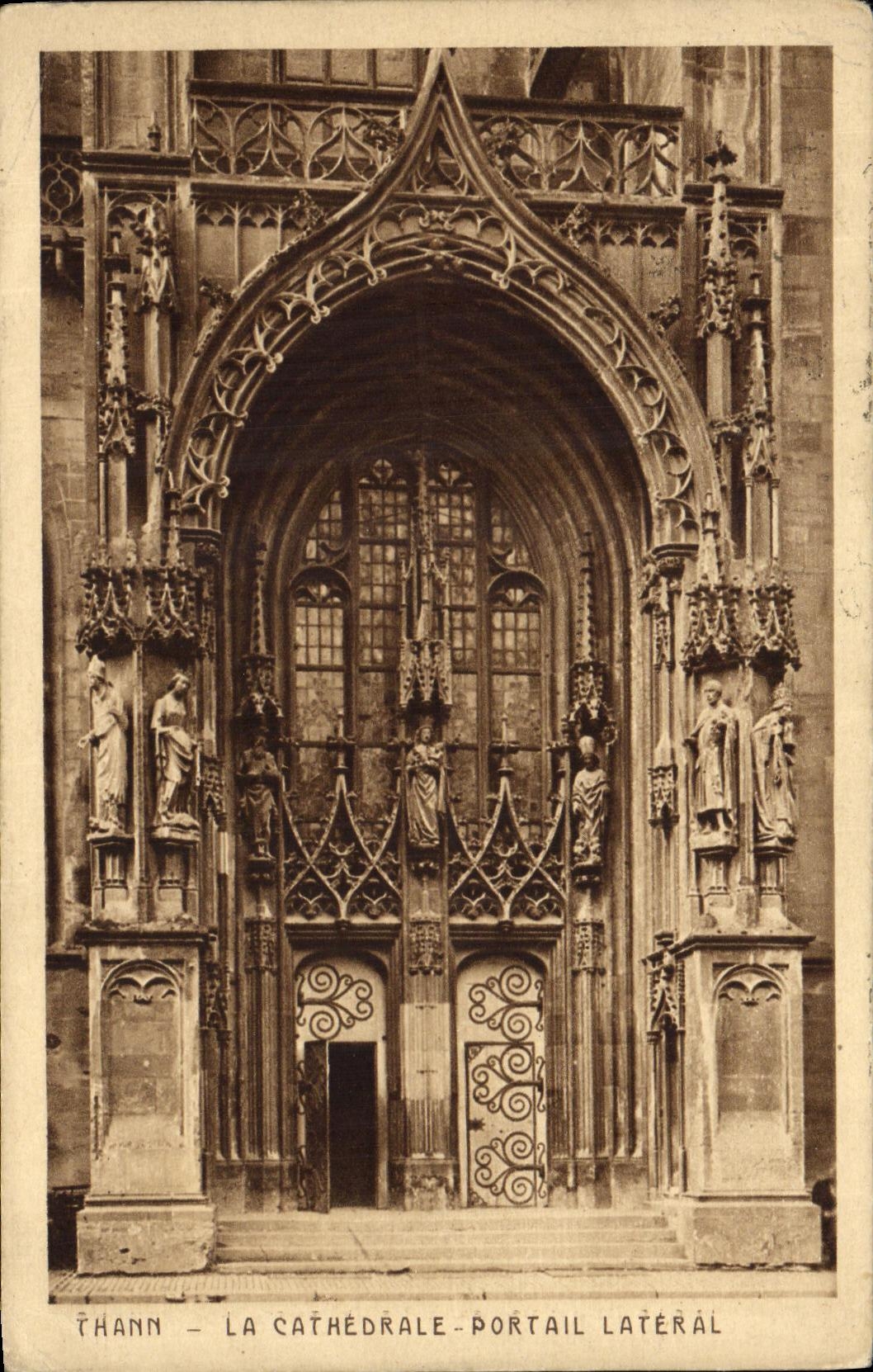VINTAGE POSTCARD Thann the Cathedral Side Gate