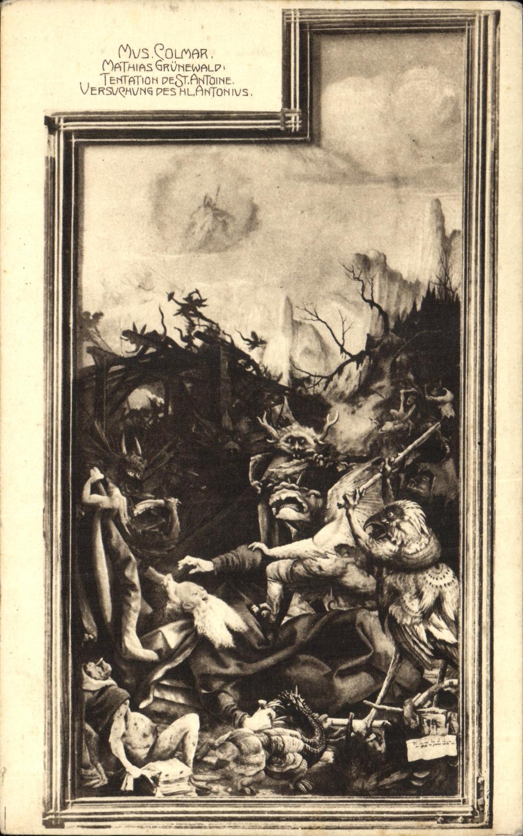 Tentacion de Colmar Matias Grunewald de la POSTAL de la VENDIMIA de St Antonio