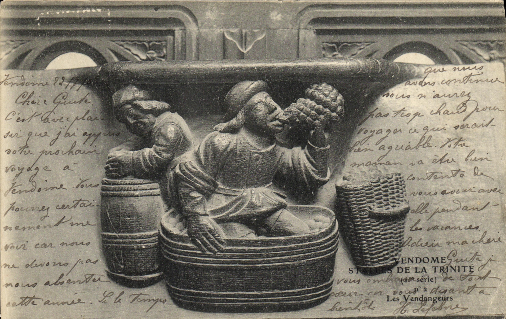 CPA Vendome Stalles de la Trinite Les vendangeurs
