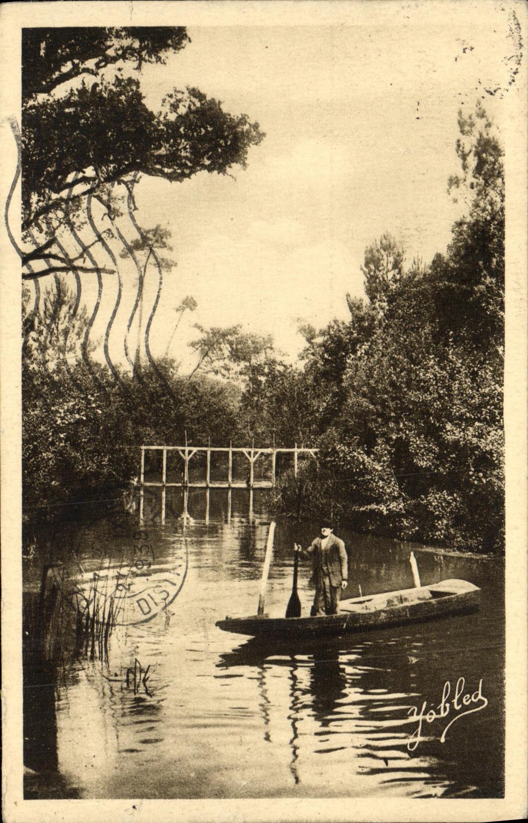 VINTAGE POSTCARD In the Moors of Gascogne Entered of the Current D Huchet