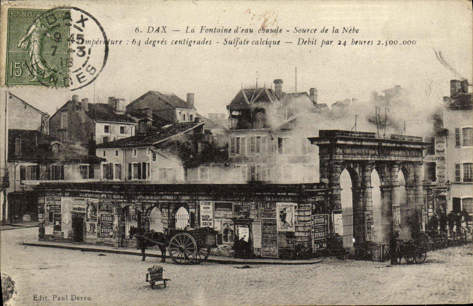 POSTAL Dax de la VENDIMIA la fuente de agua de la fuente D de Nebe
