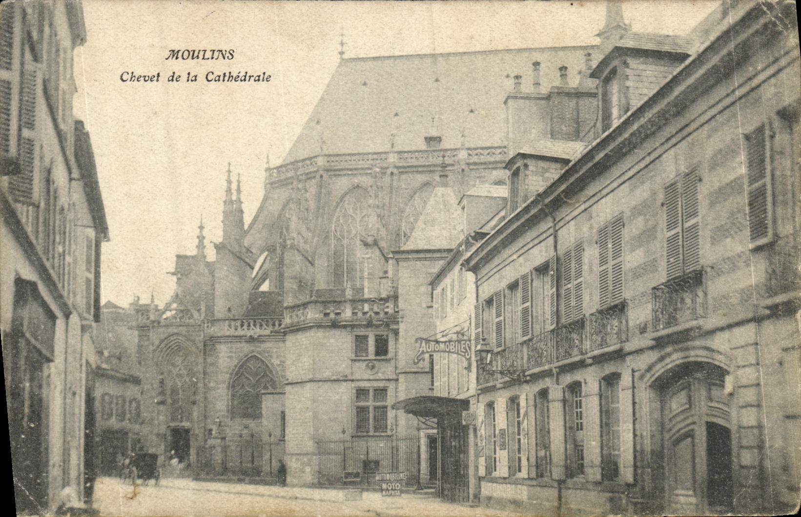 VINTAGE POSTCARD Moulins Bedside of the Cathedral
