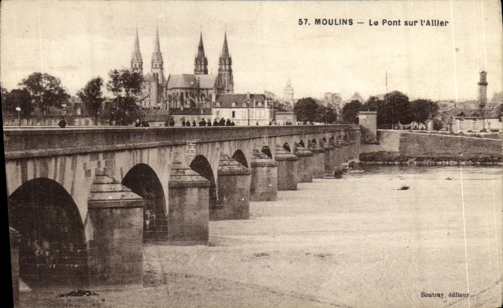 VINTAGE POSTCARD Moulins the Bridge on L Ailler