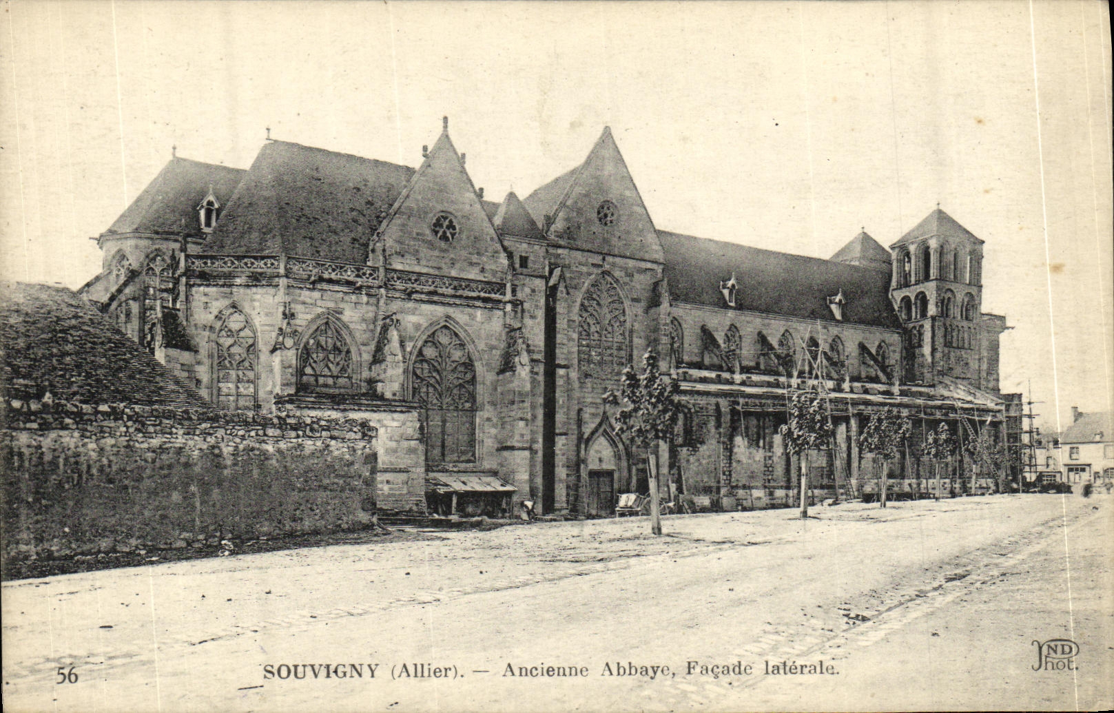 VINTAGE POSTCARD Moulins Old Side wall Abbey