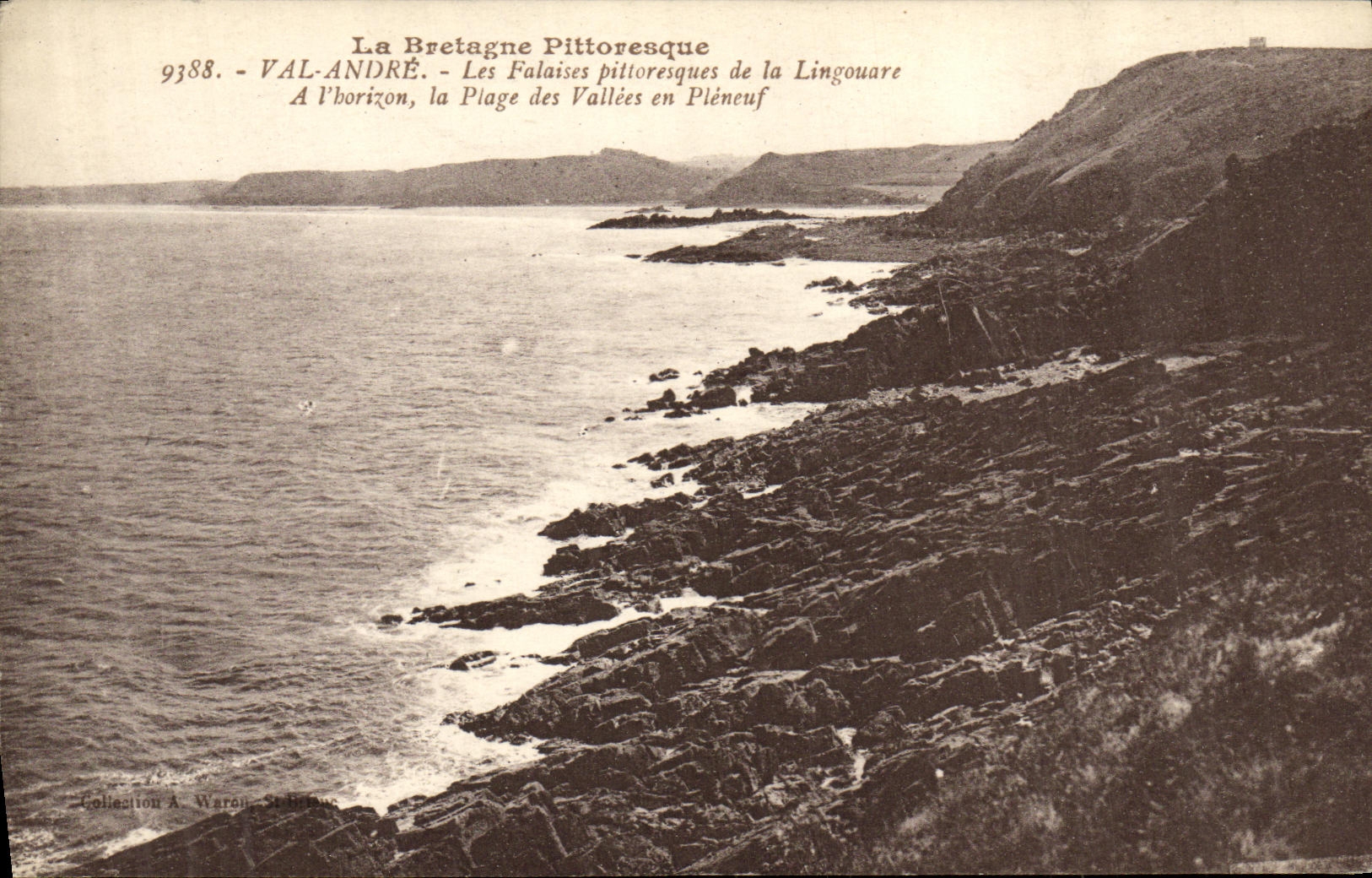 VINTAGE POSTCARD Valley Andre picturesque cliffs of Lingouare Beach of the Valleys in Pleneuf