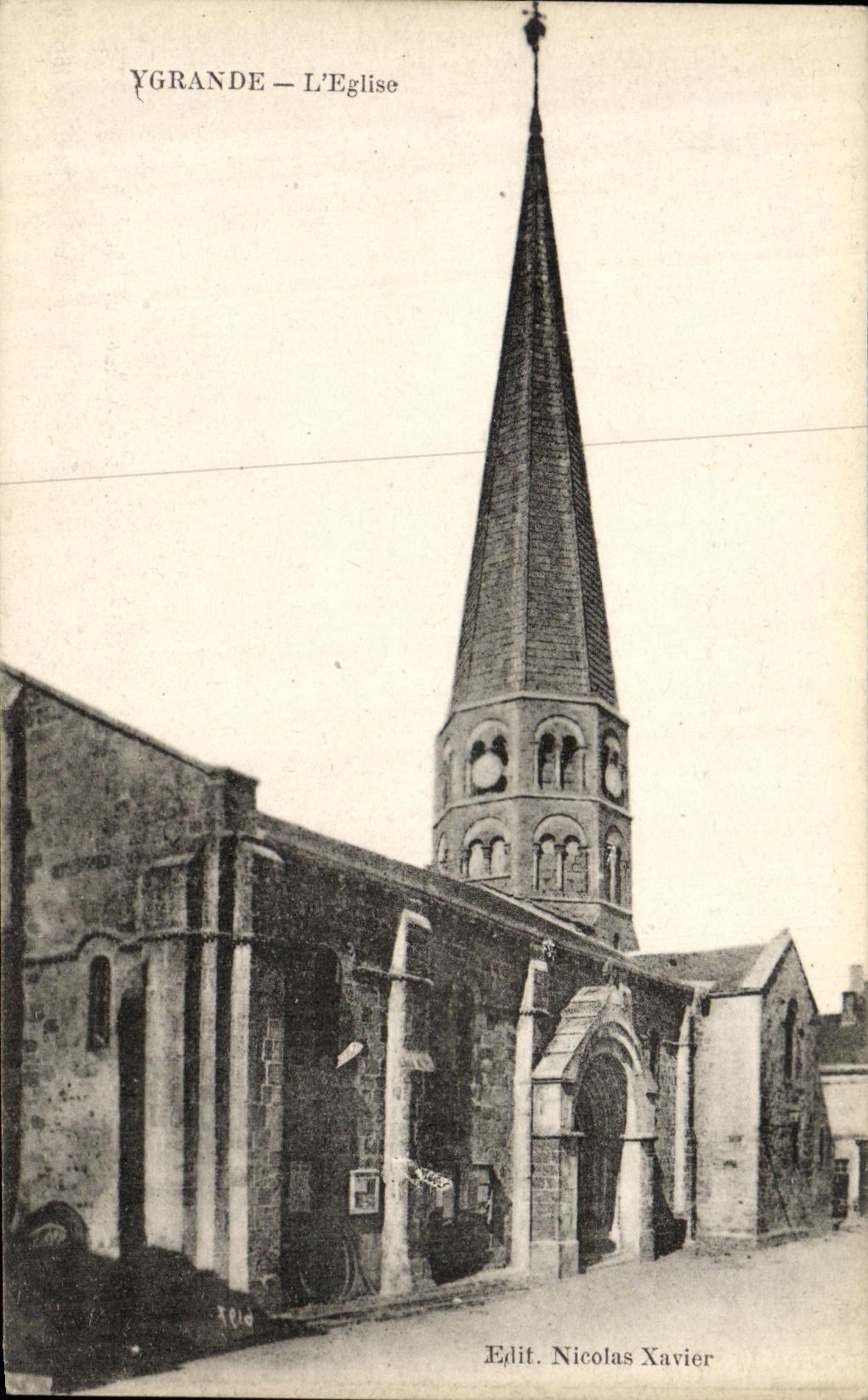 VINTAGE POSTCARD Ygrande L Church