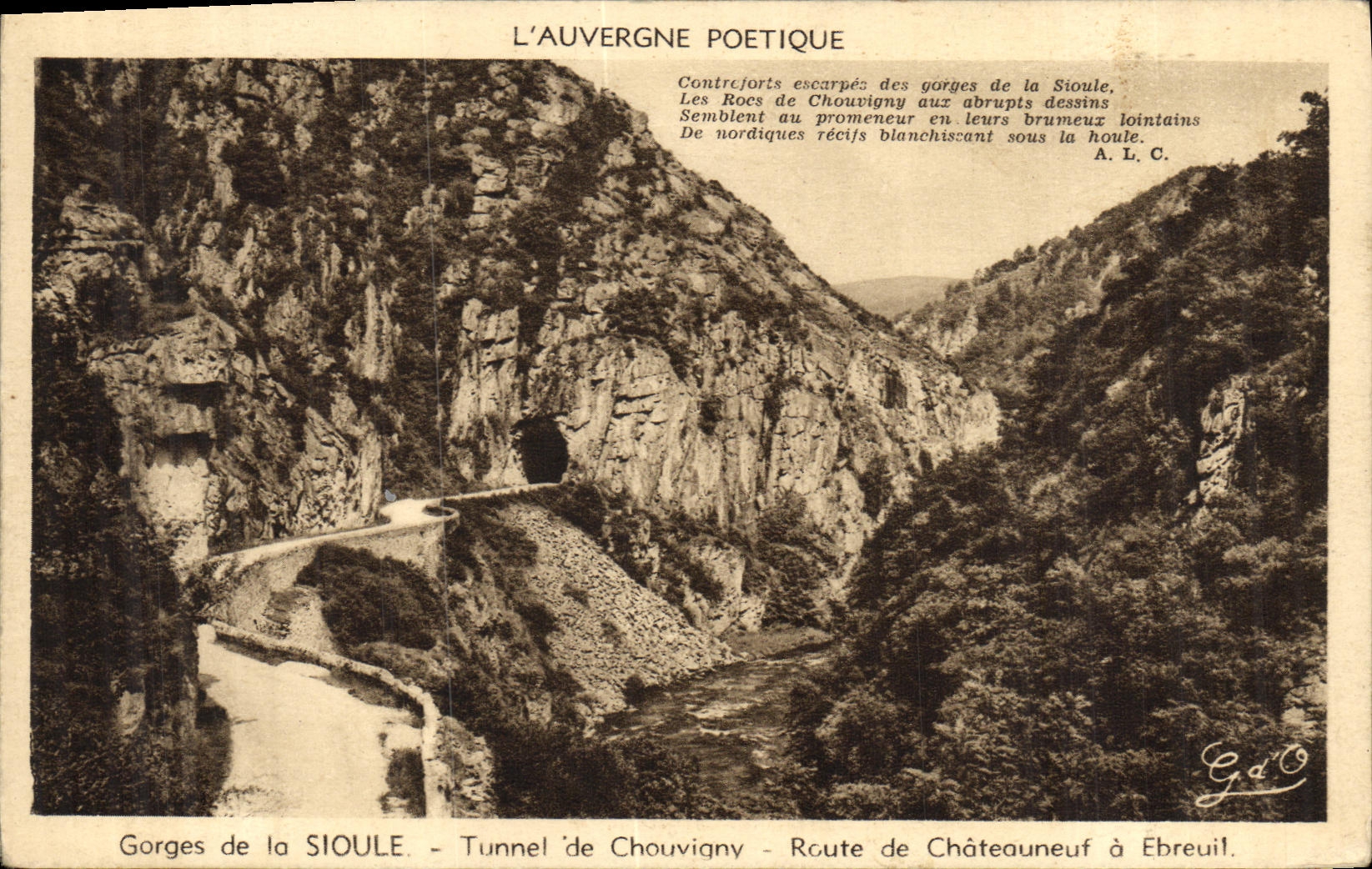 CPA Gorges de la Sioule Tunnel de Chouvigny Route de Chateauneuf a Ebreuil