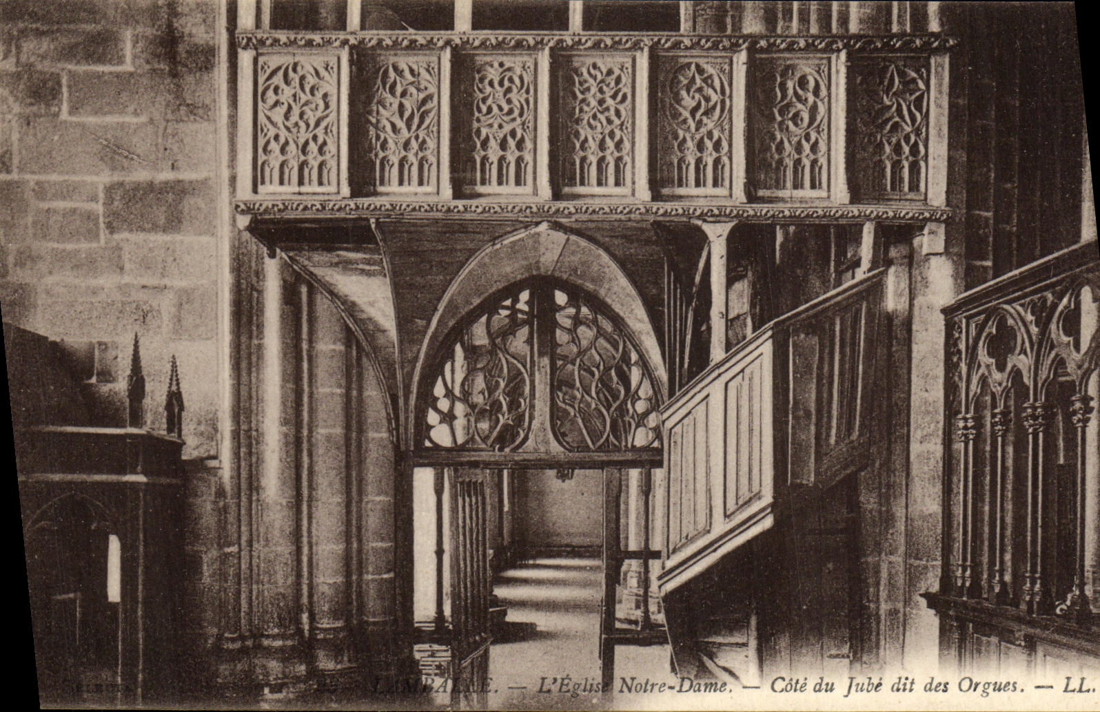 VINTAGE POSTCARD Lamballe L Church ND Dimensions of Jube known as of the Organ