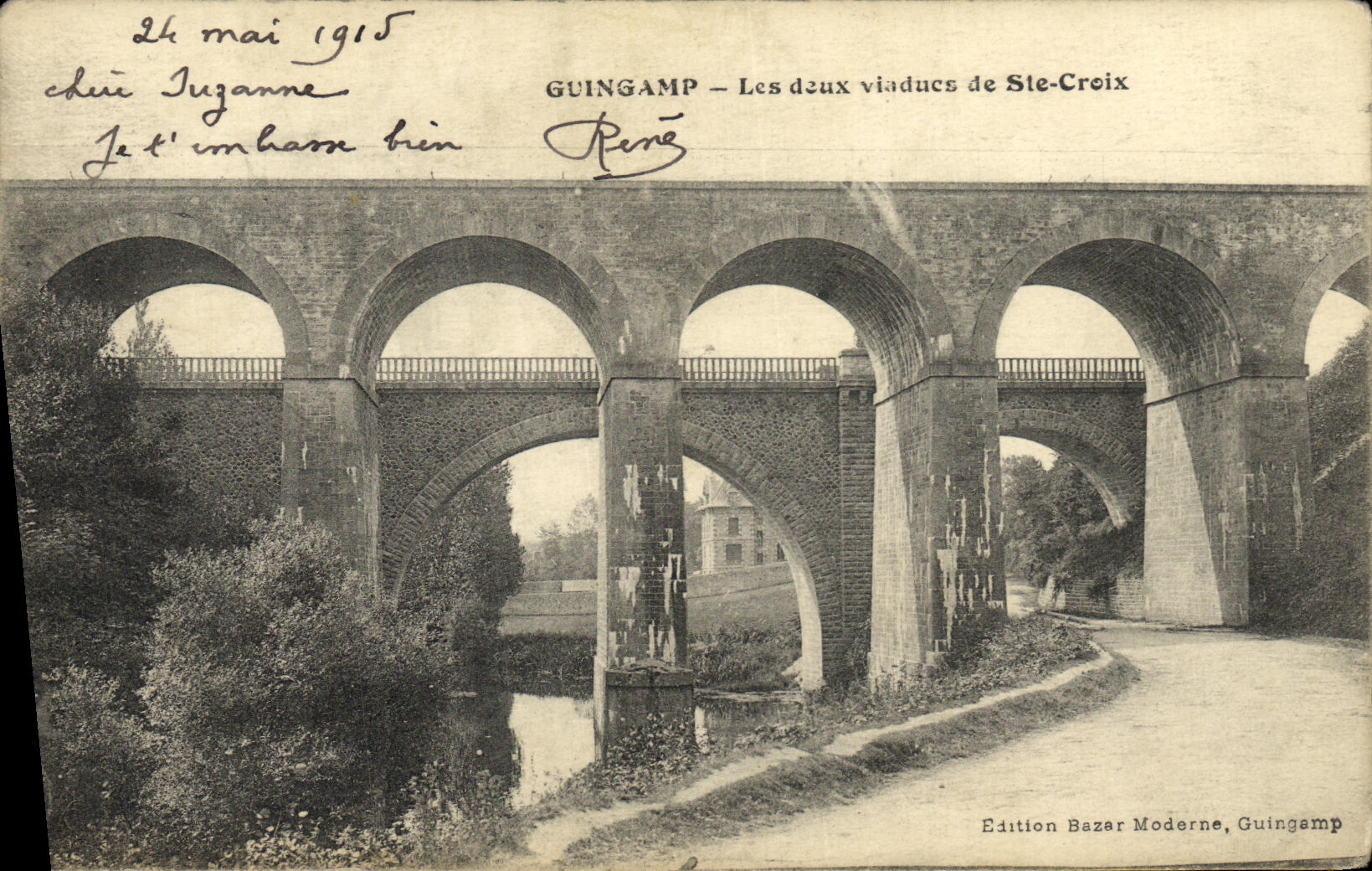 CPA Guingamp Les Deux Viaducs de Ste Croix