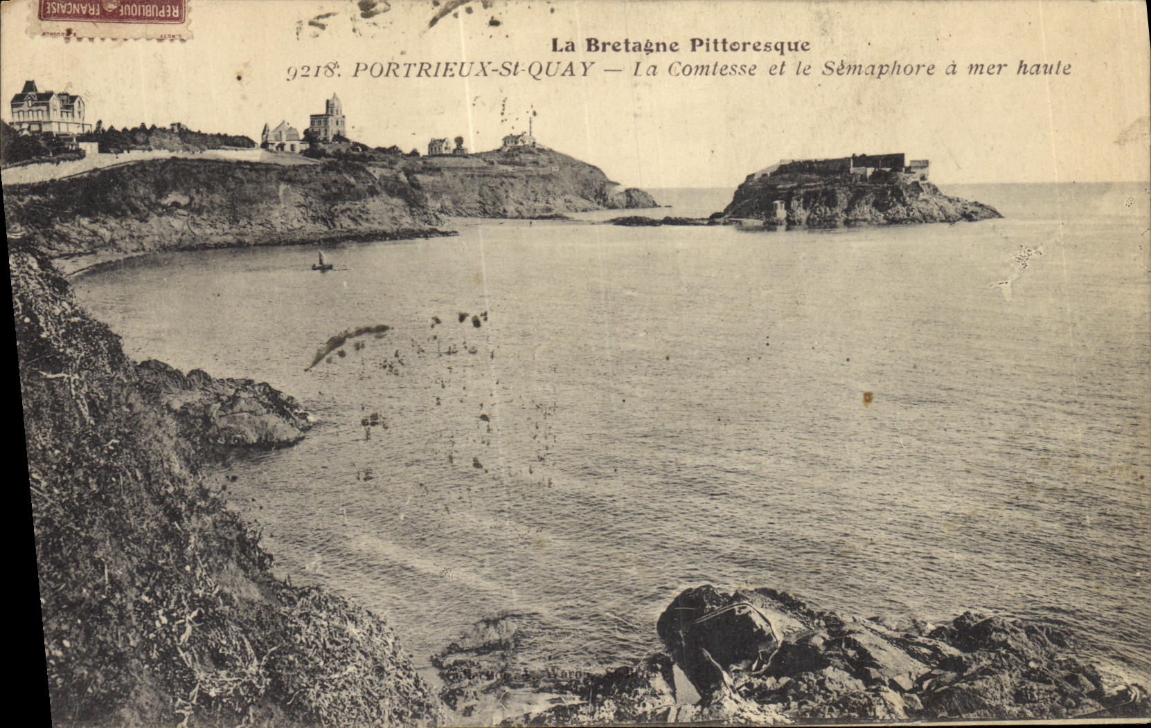 CPA Portrieux St Quay La Comtesse et le Semaphore a mer haute