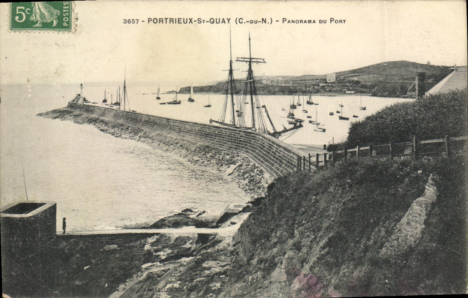 CPA St Quay Portrieux Panorama Du Port Bateau