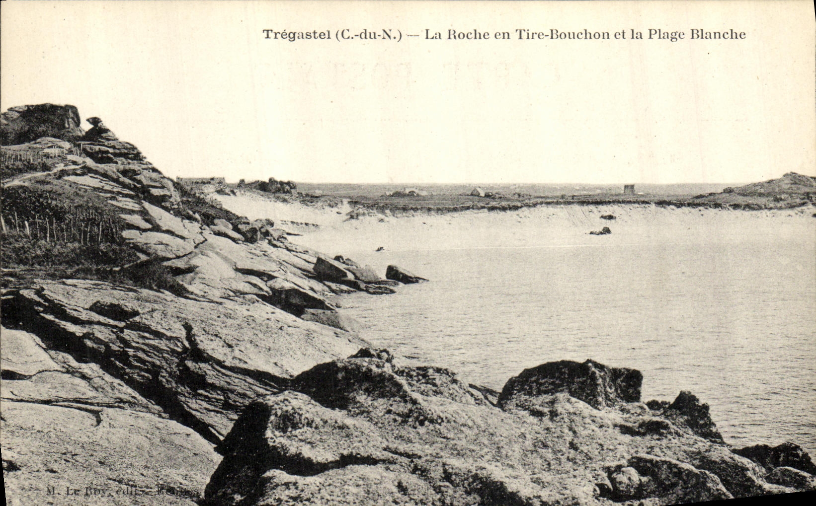 CPA Tregastel La Roche en Tire Bouchon et la Plage Blanche