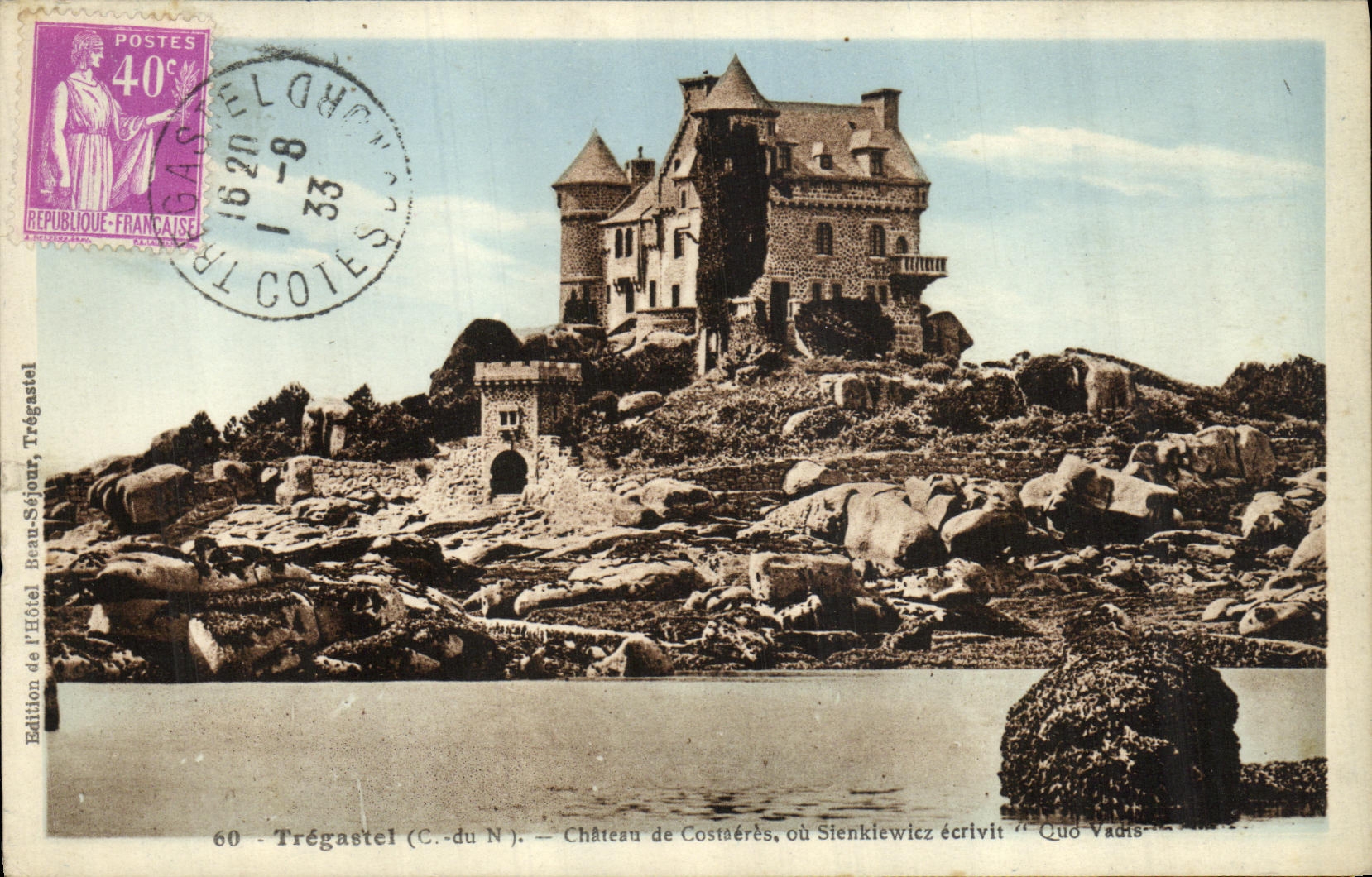 CPA Tregastel Chateau de Costaeres du Stenkiewiez ecrivit Quo Vadis