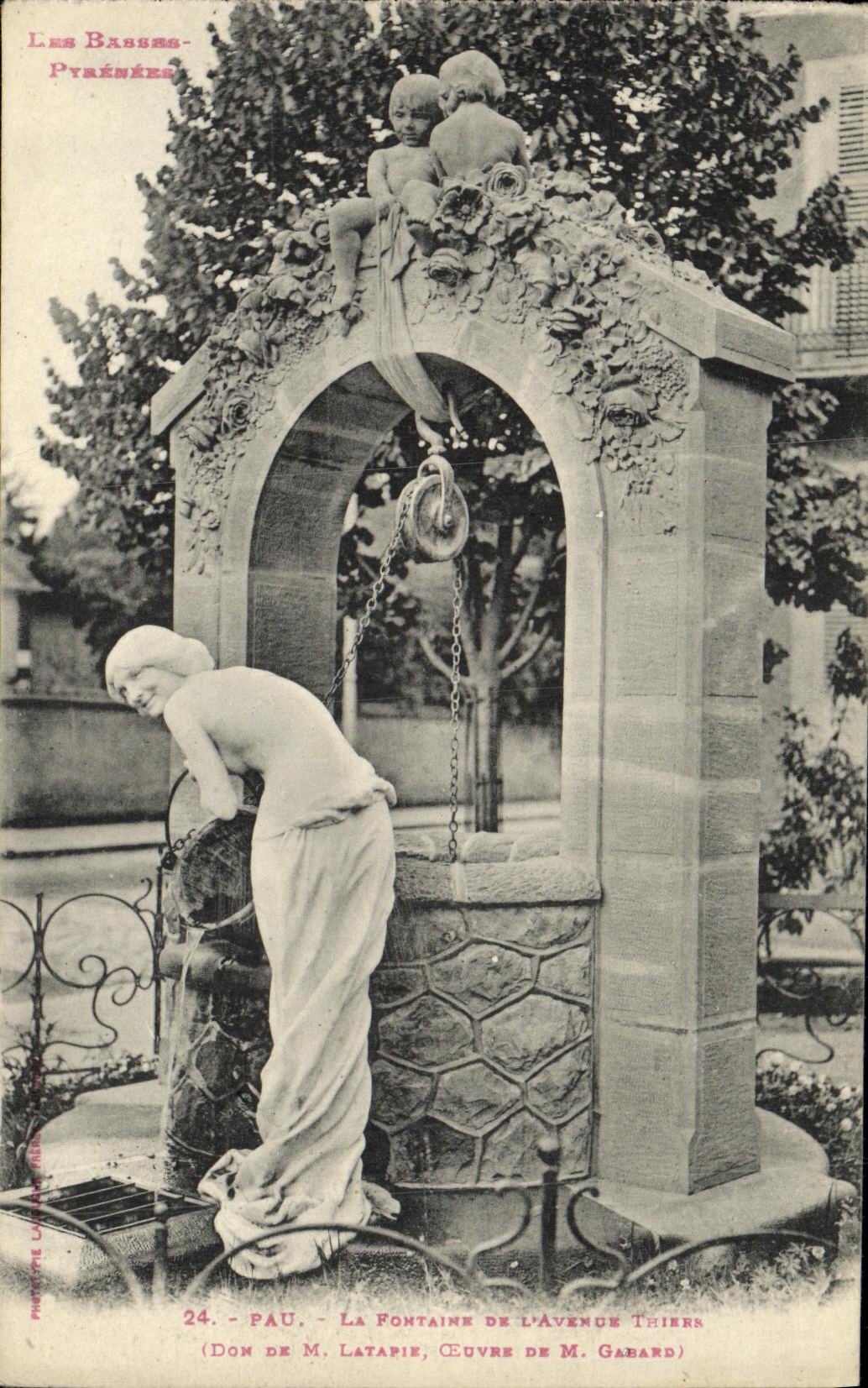 VINTAGE POSTCARD Pau the Fountain of L which occurred Thiers