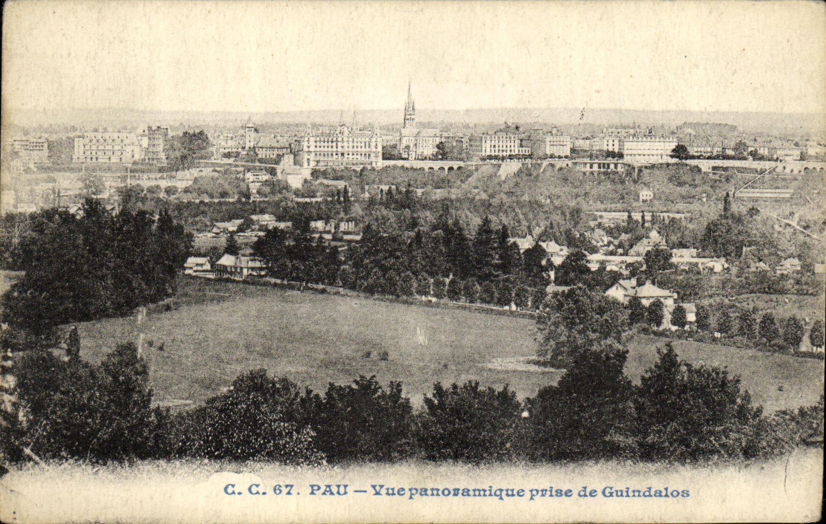VINTAGE POSTCARD Pau Panoramic View taken of Guindalos