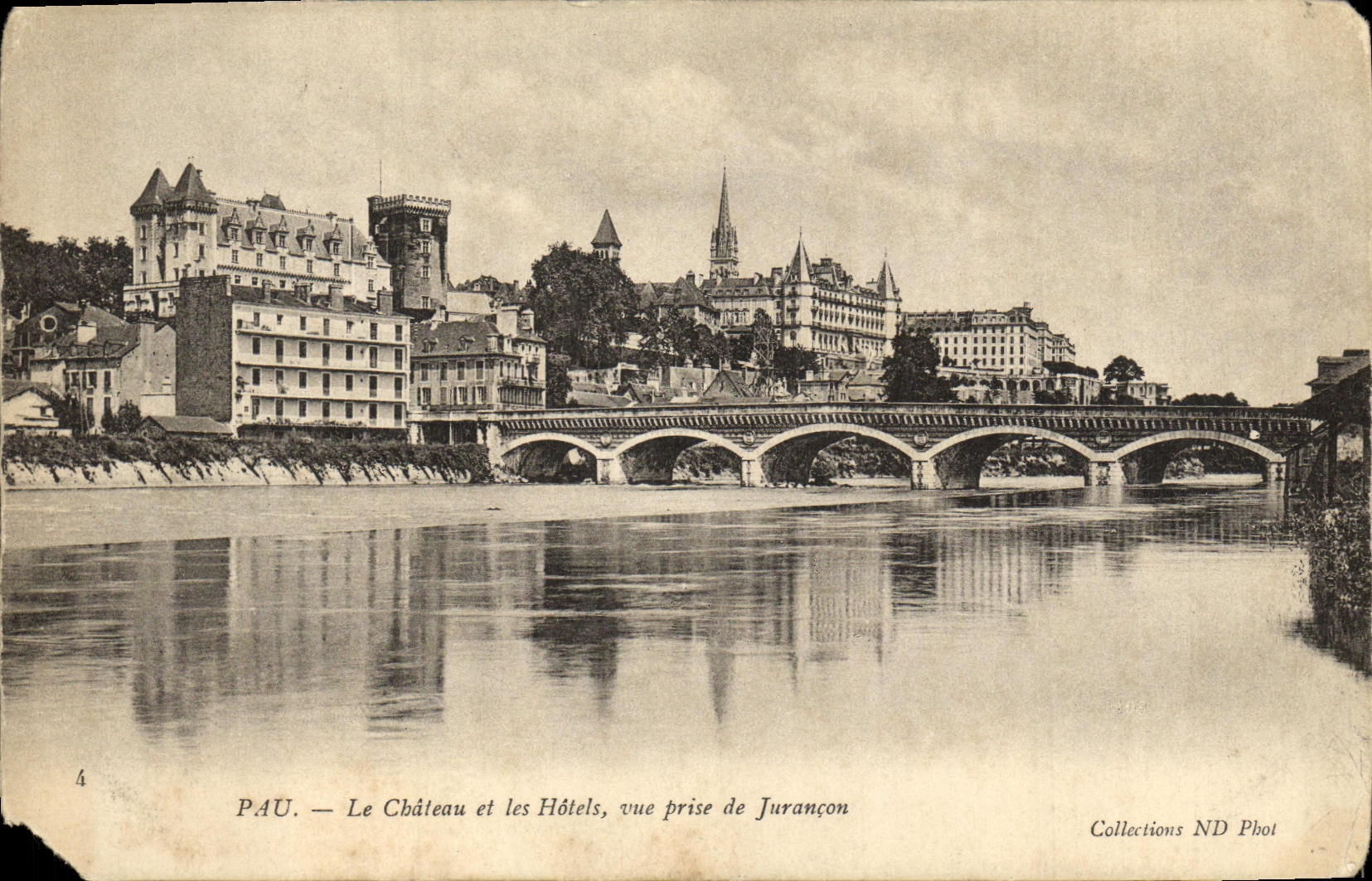 VINTAGE POSTCARD Pau Castle and Hotels seen from of Jurancon