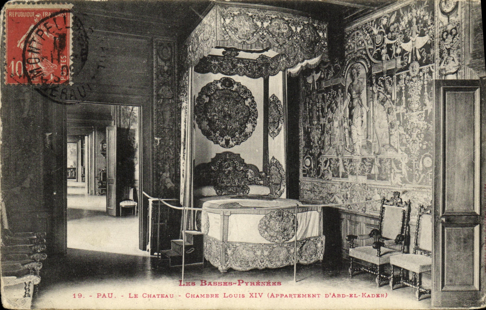 VINTAGE POSTCARD Pau the Castle Room Louis XIV Apartment D Abd el Kader