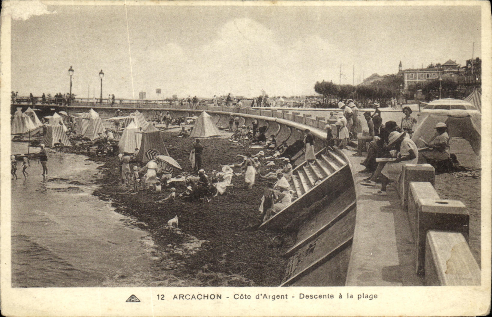 CPA Arcachon Cote d Argent Descente la Plage