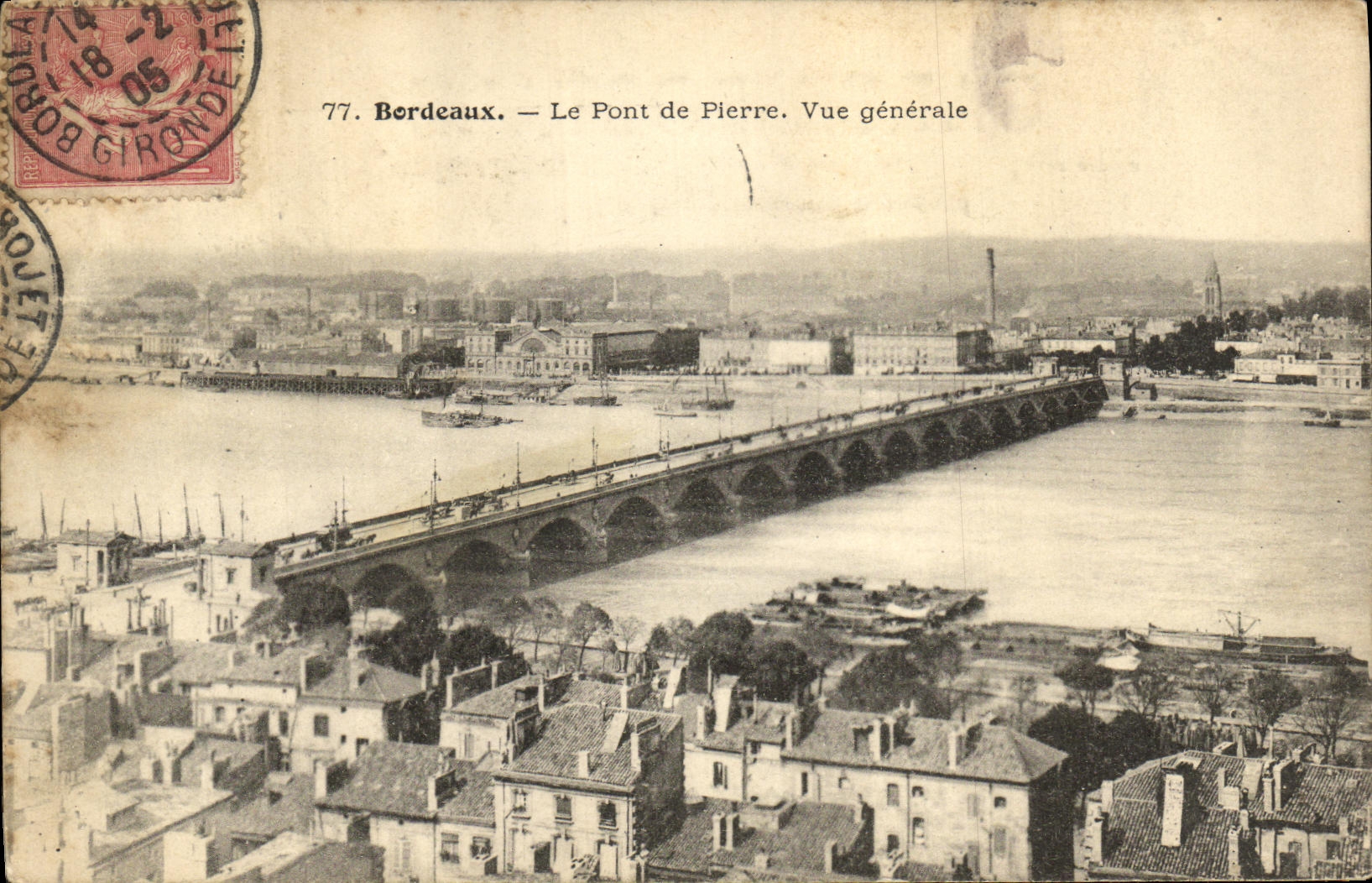 CPA Bordeaux Le Pont de Pierre Vue generale
