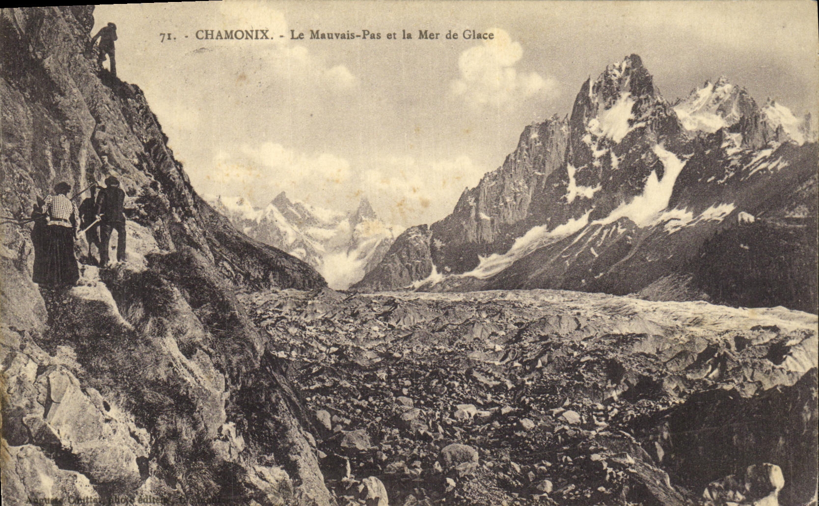 VINTAGE POSTCARD Chamonix the Bad Step and Sea of Ice