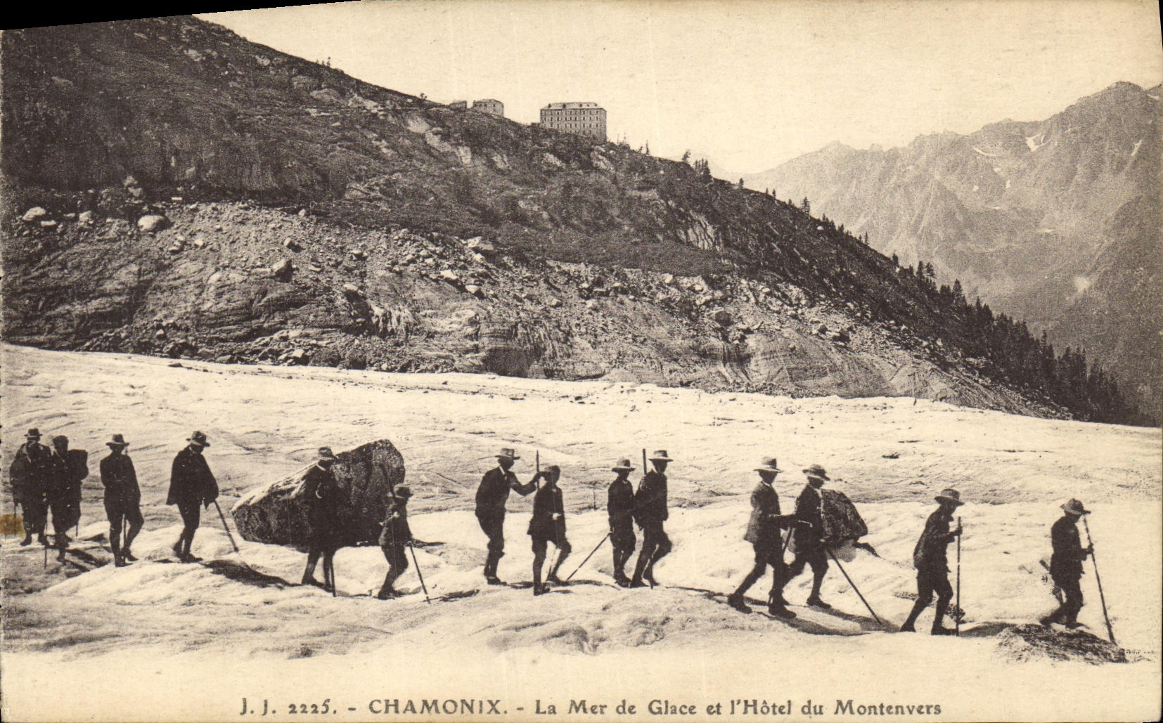 VINTAGE POSTCARD Chamonix Sea of Ice and L Hotel of Montenvers