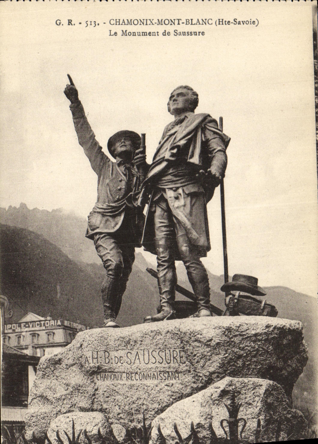 VINTAGE POSTCARD Chamonix Mont Blanc the Monument of Saussure Alpinism