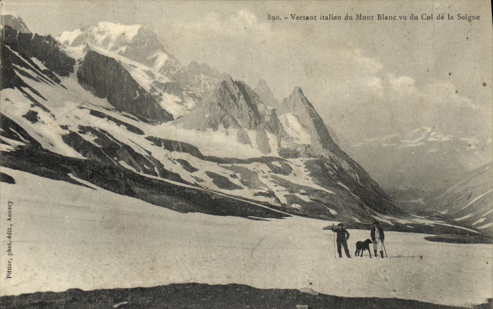 VINTAGE POSTCARD Italian Slope of the Mont Blanc seen of the Collar of Seigne
