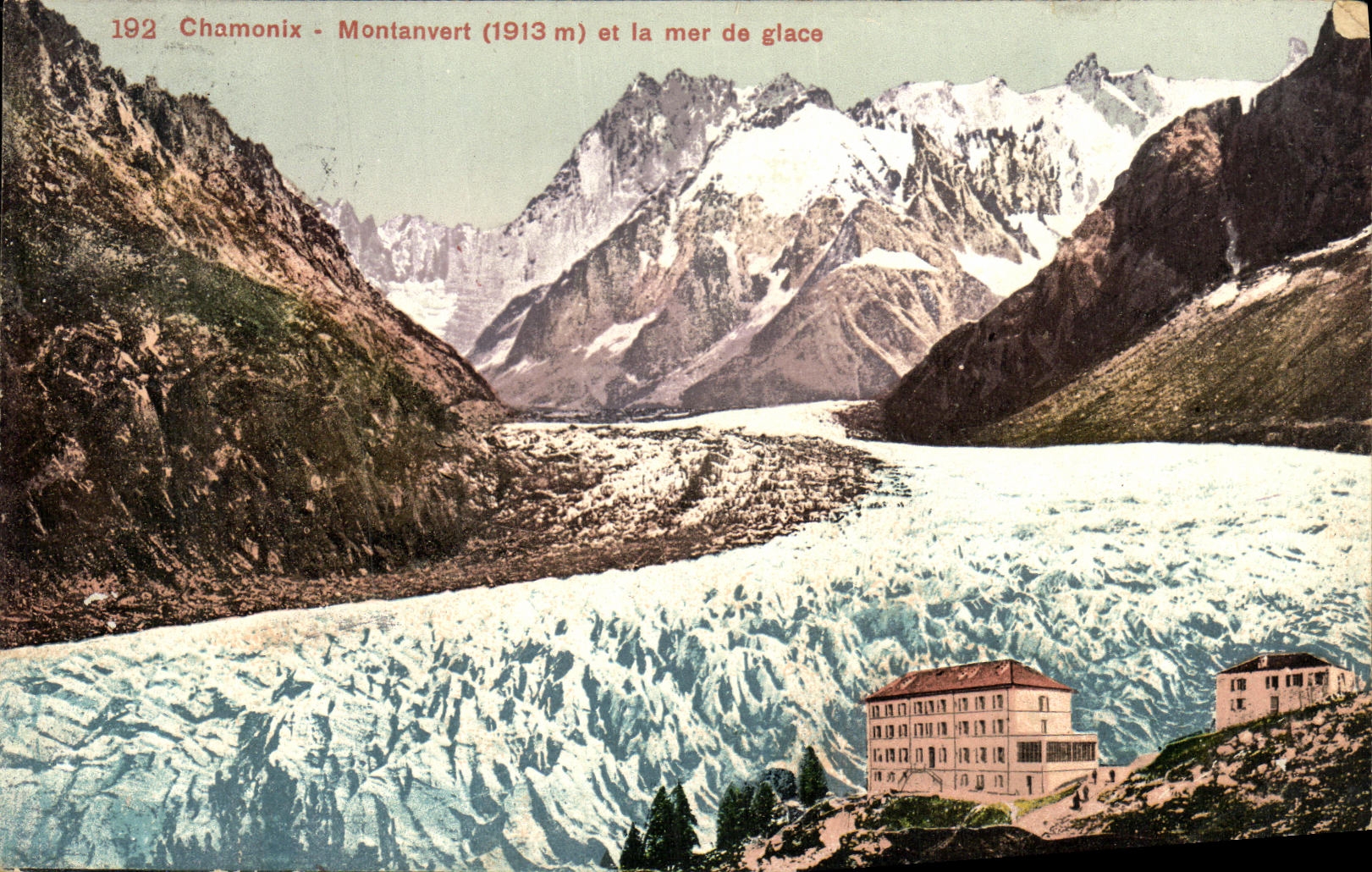 VINTAGE POSTCARD Chamonix Montanvert and sea of ice