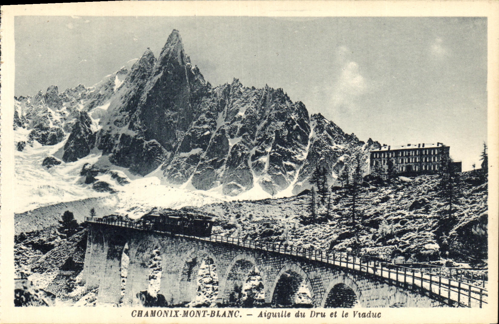 VINTAGE POSTCARD Chamonix Mont Blanc Switches Thickly and the viaduct