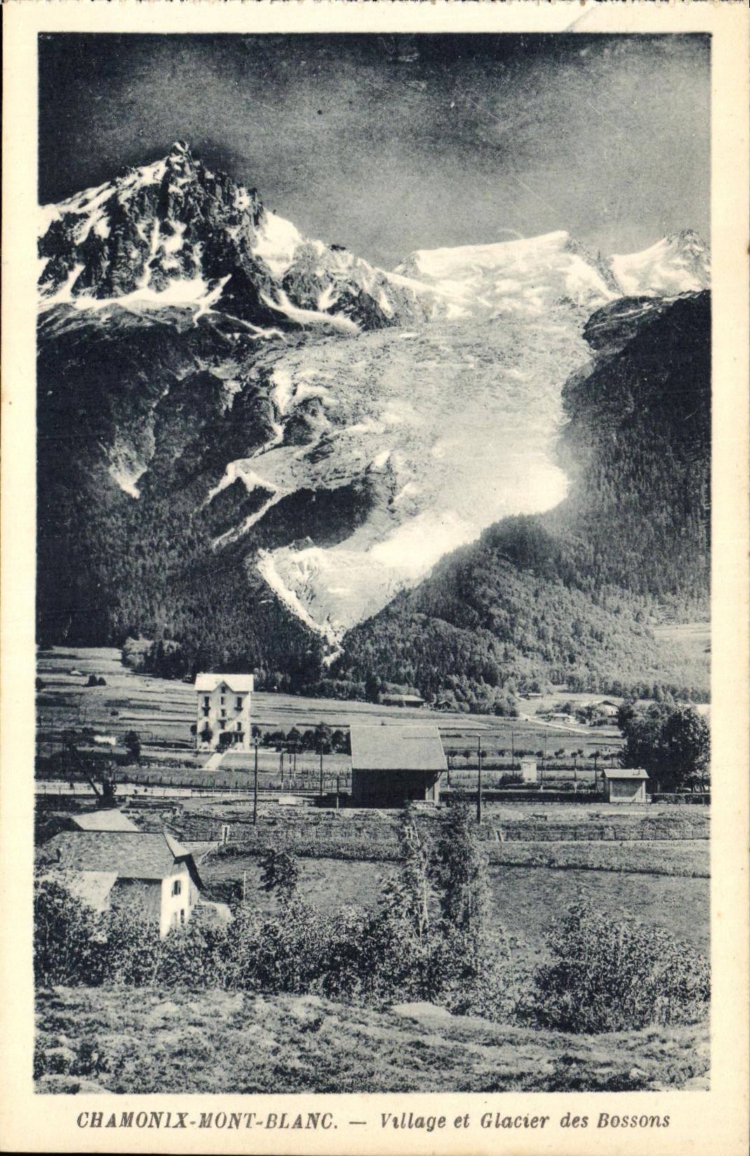 VINTAGE POSTCARD Chamonix Mont Blanc Village and Glacier of Let us work