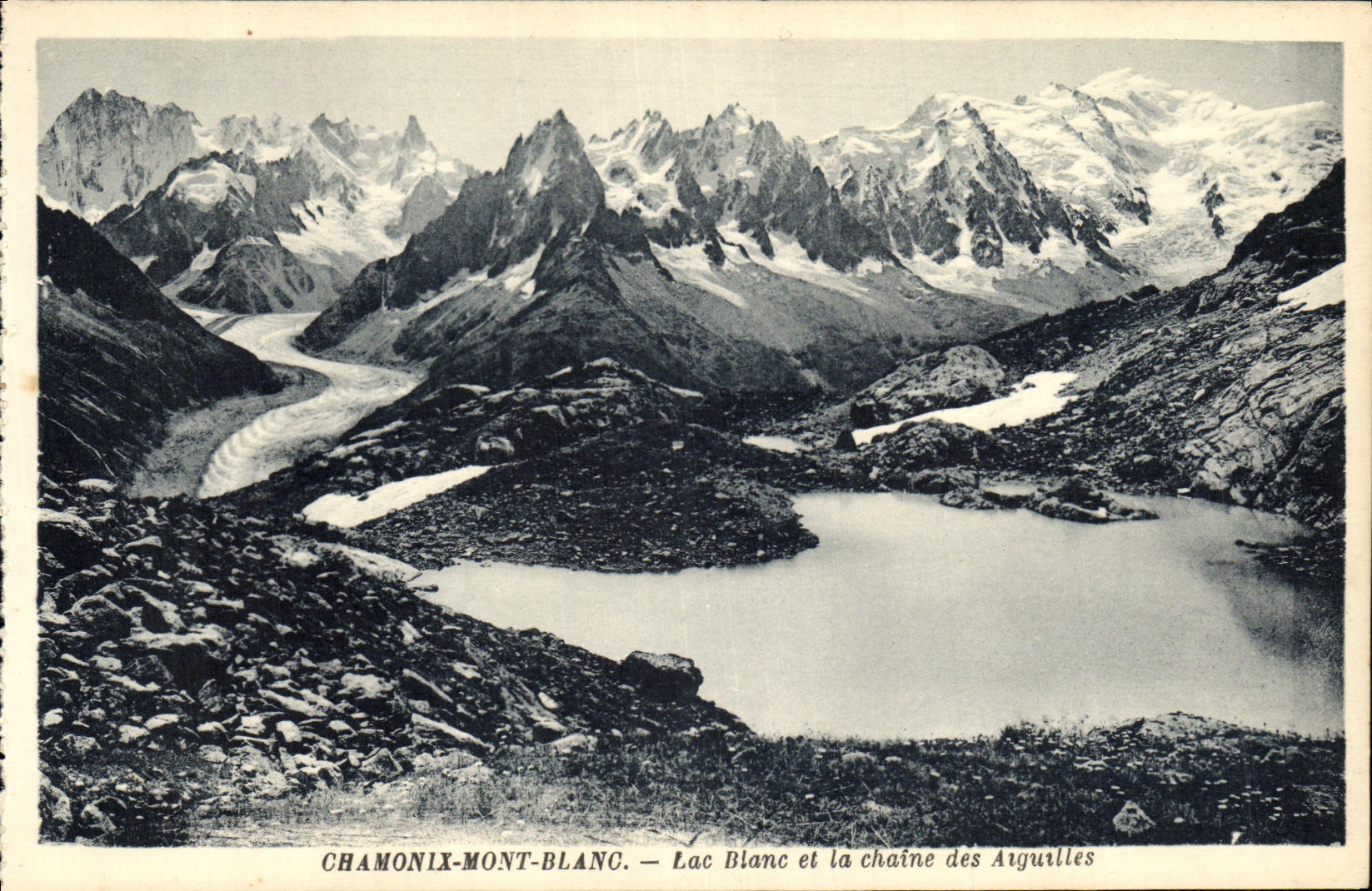 VINTAGE POSTCARD Chamonix Mont Blanc white Lake and the chain of the Needles