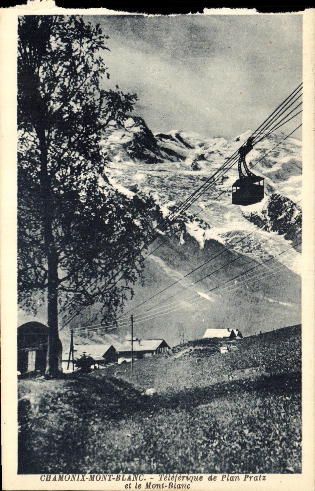 VINTAGE POSTCARD Chamonix Mont Blanc Teleferic of Plan Pratz and Mont Blanc