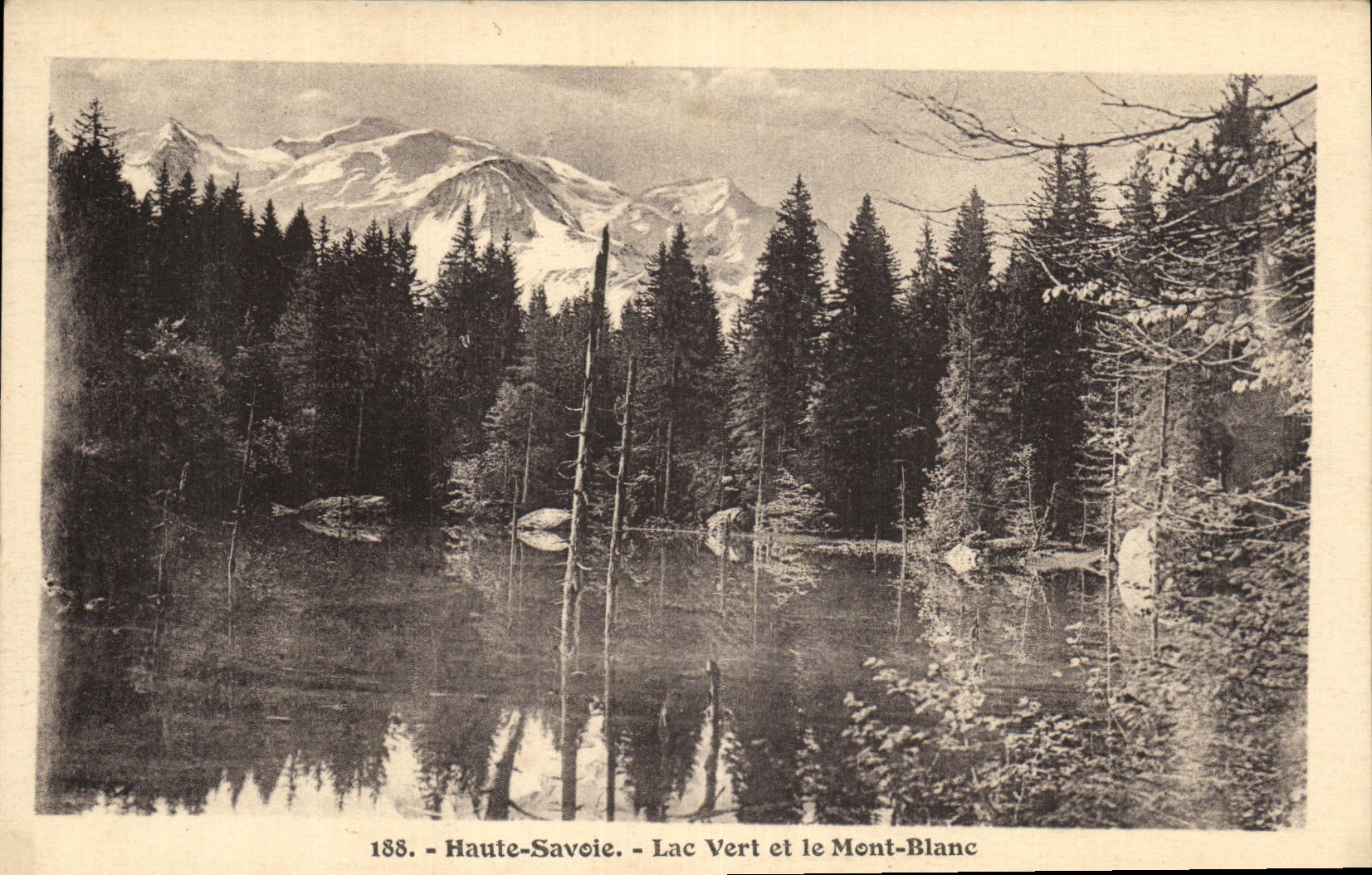 VINTAGE POSTCARD Chamonix Mont Blanc Green Lake and Mont Blanc
