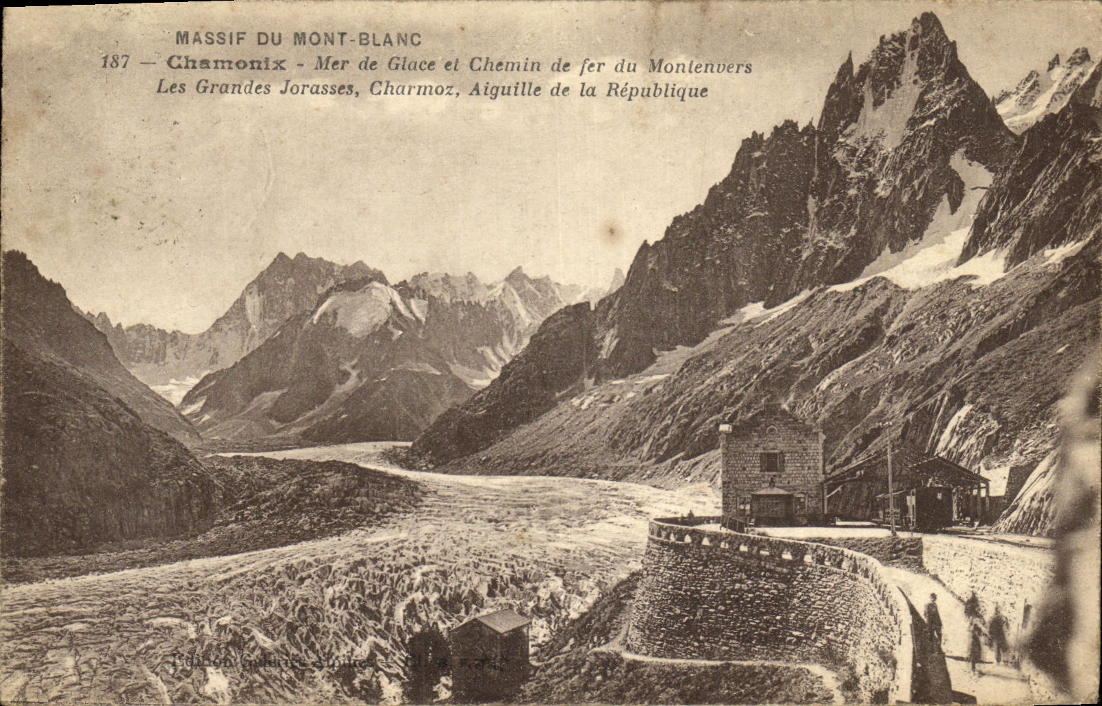 VINTAGE POSTCARD Chamonix Sea of Ice el Railroad of Montenvers